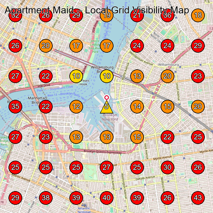 Apartment Maid GeoGrid visibility map for House Cleaning Service in None